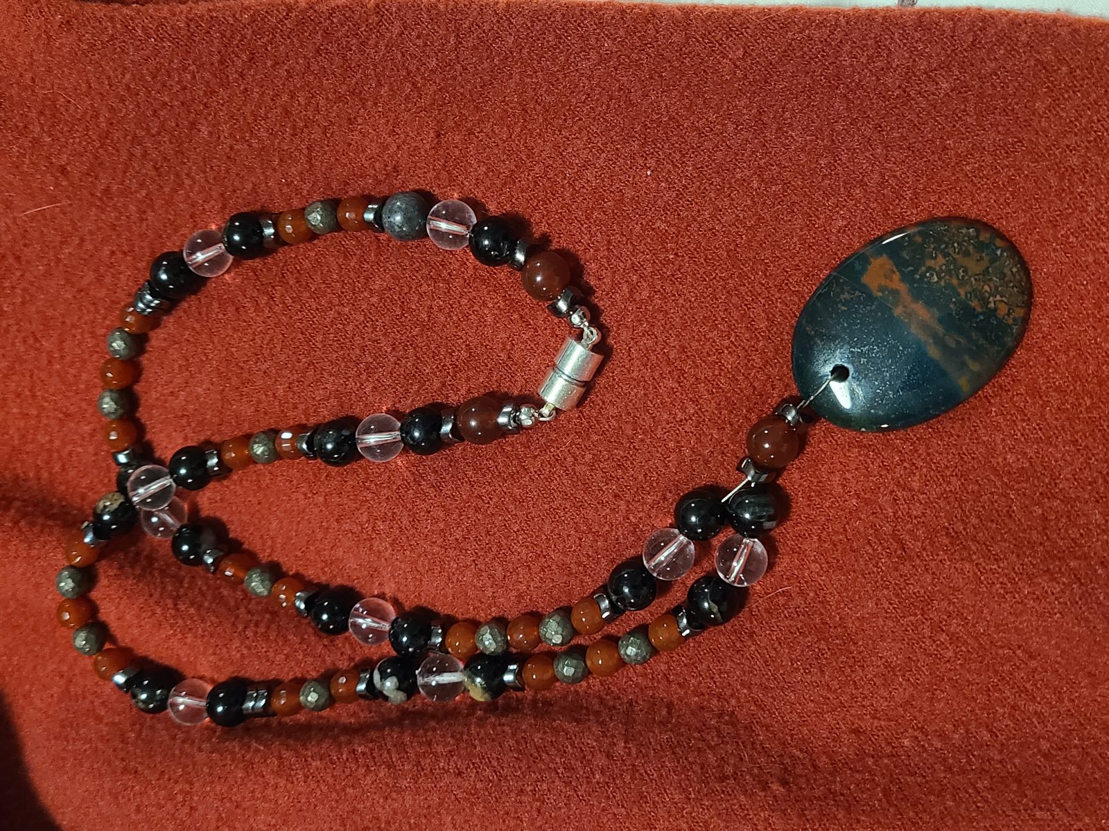 Bloodstone crystal pendant necklace